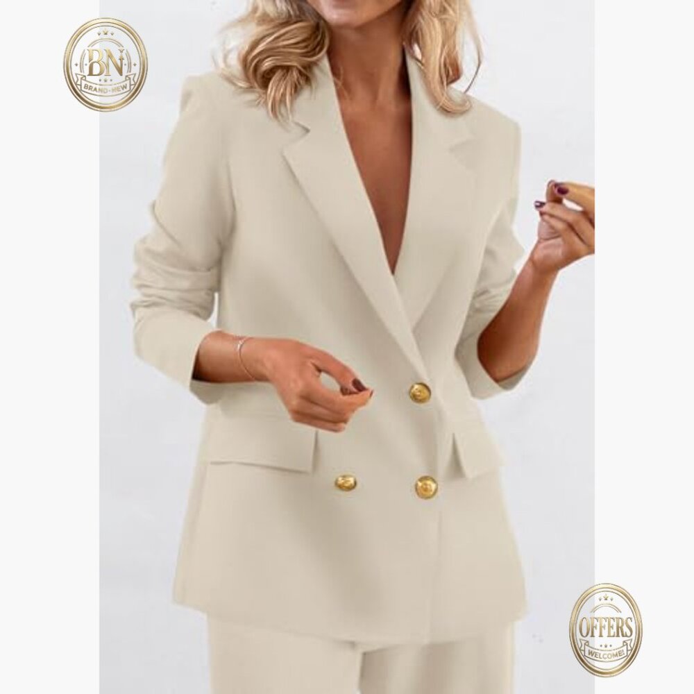 Double Breasted Polyester Blazer With Pockets For… - image 5